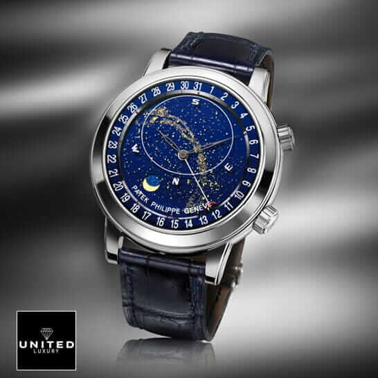 Patek Philippe Celestial 6102P-001 "Grand Complications" Ultra Accurate Clone patek philippe celestial grand 6102p replica 1 Patek Philippe Celestial Grand 6102 Leather Blue Bracelet Replica grey background