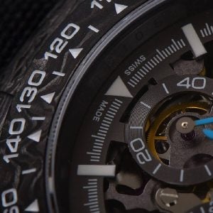 Rolex Daytona DIW Carbon Skeleton Superior Replica DIW Daytona Skeleton Dial in Carbon with Blue Hands on Black Nylon Strap 1 4