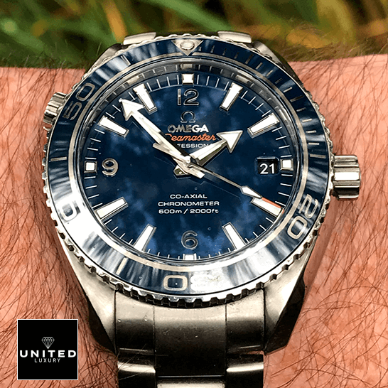 Omega Seamaster Profess?onal Co Axial Replica on the man wrist grass background