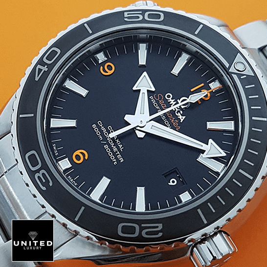 Omega Seamaster Planet Ocean Co-Axial 232.30.46.21.01.003 Precision Clone omega seamasterplanetocean 232.30.46.21.01.003 arrow Omega Seamaster Profess?onal Black Dial Replica orange background