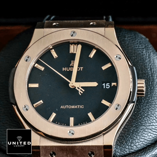 Hublot Black Dial Automat?c Gold Bezel Replica in the box