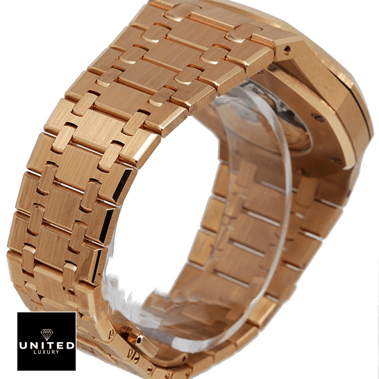 Audemars Piguet Royal Oak Gold Bracelet Replica upside view white background