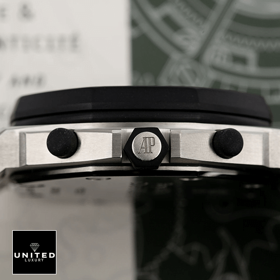 Audemars Piguet Royal Oak Offshore 25940SK.OO.D002CA.02.A "Rubberclad" Mirror Clone Quality audemars piguet royal oak offshore 25940SK.OO .D002CA.02 replica rightside AP Royal Oak 25940SK.OO_.D002CA.02 Stainless Steel Replica crown / push button