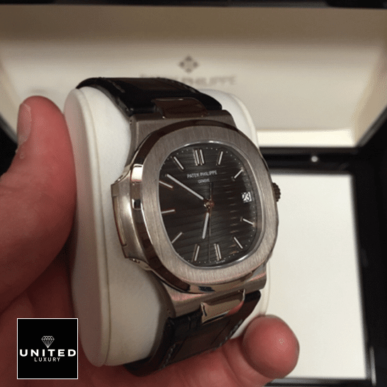 Patek Philippe Nautilus 5711G-001 White Gold Masterpiece Replica patekphilippe nautilus 5711G 001 replica Patek Philippe Nautilus Leather Black Bracelet 5711G-001 Replica in the box