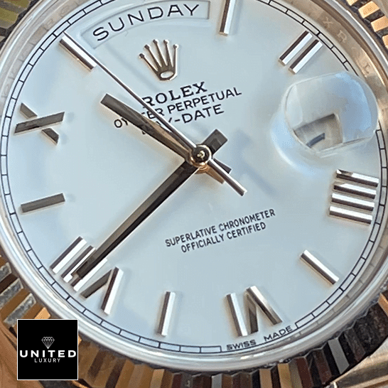 Rolex Day-Date President Rose Gold Roman Dial 118235F-0024 Ultra Fine Replica rolex day date 118235f 0024 replica dial Rolex Day-Date President White Roman Dial 118235f-0024 Replica