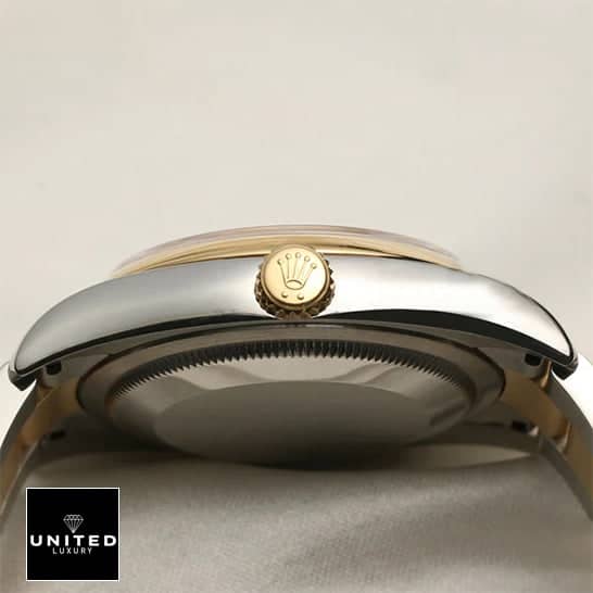 Rolex Datejust 116203 S.Steel Case Replica Yellow Gold Crown Pusher