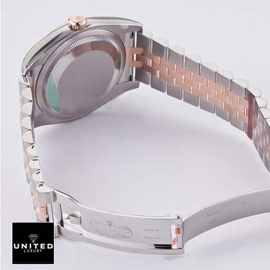 Rolex Datejust 36 116231 Two Tone Jubilee Bracelet Replica Open Fold Clasp on the table