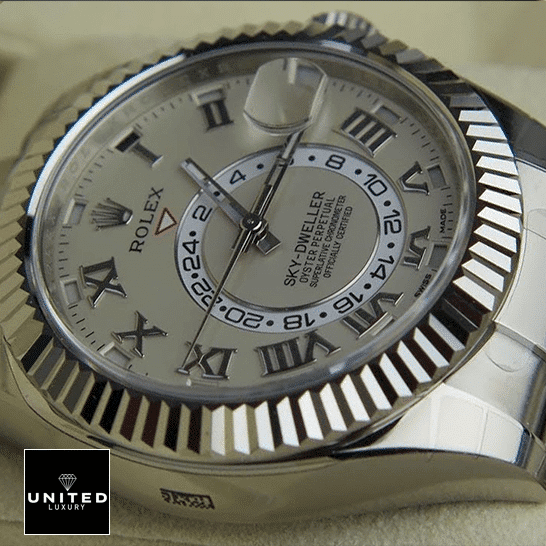 Rolex Sky-Dweller White Dial 326939 Silver Fluted Bezel Replica