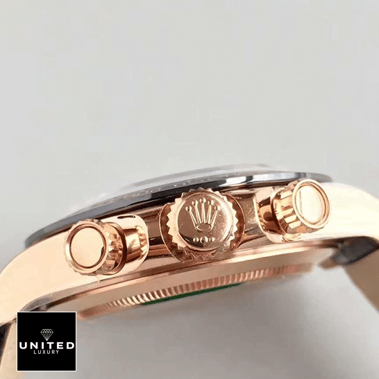 Rolex Daytona 116515LN "Everose" Signature Replica 1:1 Rolex Daytona 116515LN Yellow Gold Case Button & Crown Pusher Replica