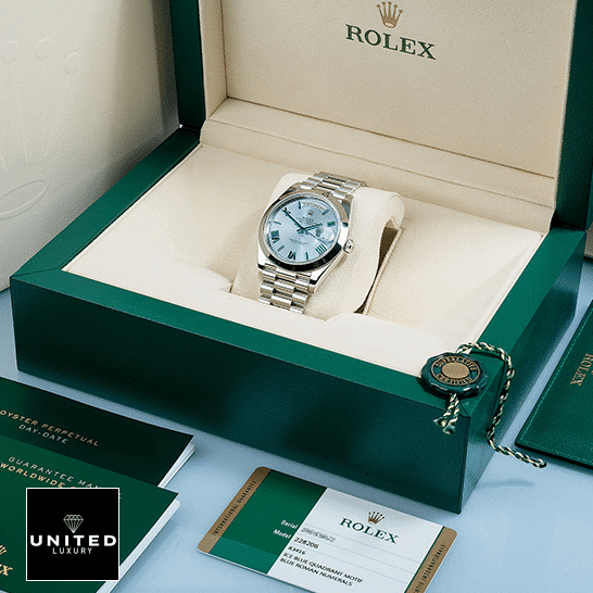 Rolex Day-Date 228206-0002 "Oyster Bracelet" Authentic Copy 1:1 rolex day dat e228206 stainless steel blue diagonal dial oyster rolex-day-dat_e228206_stainless_steel_blue_diagonal_dial_oyster_