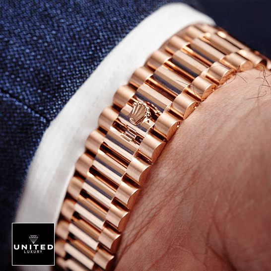 Rolex Day-Date 228235-0016 "Rhodium Dial" Super Accurate Clone Rolex Rhodium gold jubilee replica rolex logo and on the wrist