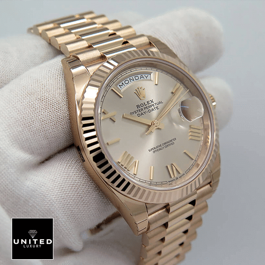 Rolex Day-Date 228235-0016 "Rhodium Dial" Super Accurate Clone Rolex Day-Date 228235 AR Stainless Steel With Rose Gold Bracelet Replica