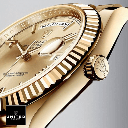 Rolex Day-Date II 228238-0007 Yellow Gold Case Replica Rightside Crown Pusher