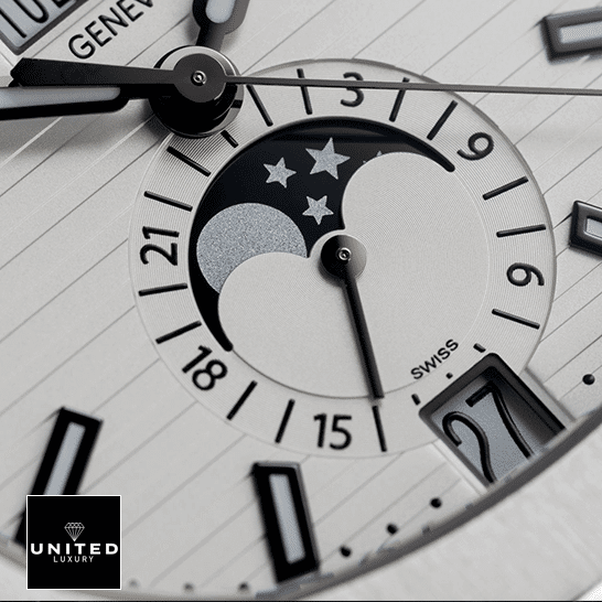 Patek Philippe Nautilus Annual Calendar 5726 "White Dial" Super Accurate Clone patek philippe nautilus 5726 white dial Patek Philippe Nautilus White Dial Replica close view