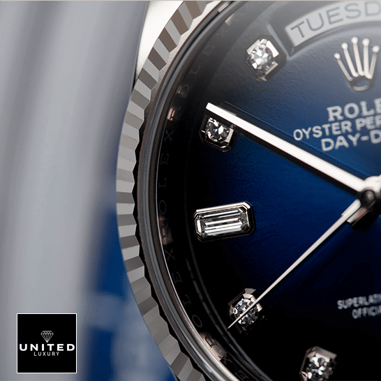 Rolex Day-Date 36 7118-1200R-01 Replica blue dial with diamonds