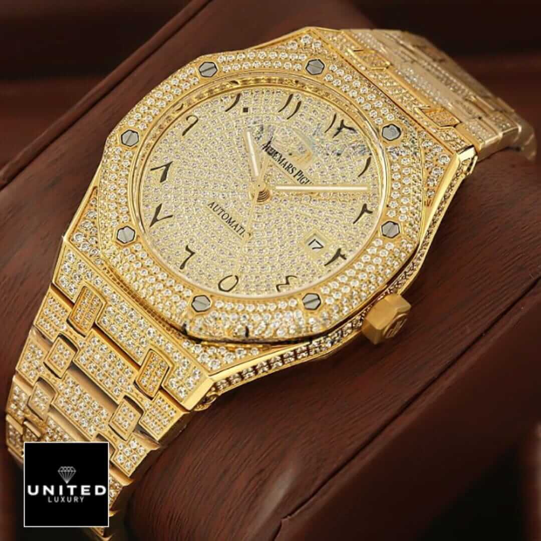 Audemars Piguet Royal Oak AP160SF295 "Iced Out" Signature Copy Edition Yeni Proje 2 28 Audemars Piguet Royal Oak Selfwinding AP160SF295 Yellow Gold Iced Out Replica