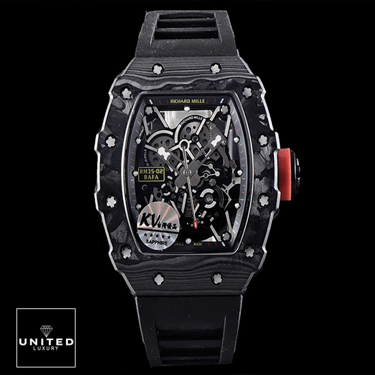 Richard Mille RM 35-02 "Rafael Nadal" Ultra Luxury Clone richard mille rM35 Richard Mille RM3502 Carbon Skeleton Dial Black Replica front view