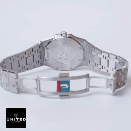 Audemars Piguet Royal Oak 67653BC.GG.1263BC.02 "Frosted" Super Clone Elite Clone Edition frosted ap replica back 1 AP Frosted White Gold 67653BC.GG.1263BC.02 Open Clasp Replica