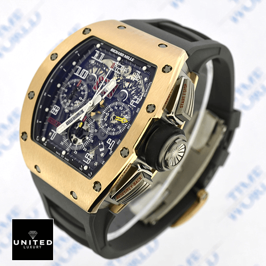 Richard Mille RM 011 "Felipe Massa" Chronograph Premium Duplicate Richard Mille Felipe Massa RM011RG Gold Rose Bezel Replica crown / push button