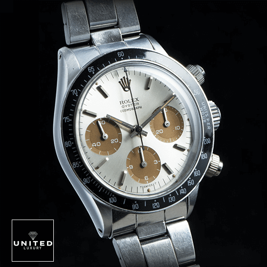 Rolex Cosmograph Daytona 6263 "Silver Dial" Ultra Fine Replica Rolex Daytona Cosmograph OW502596 Black Bezel Replica black background