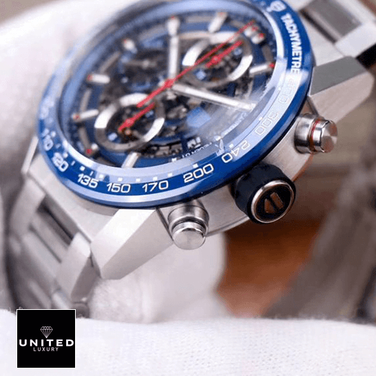 TAG Heuer Carrera 01 CAR201T "Blue Skeleton Dial" Precision Replica Edition Tag Heuer Blue Dial Black Bezel Steel Bracelet Replica black crown / push button