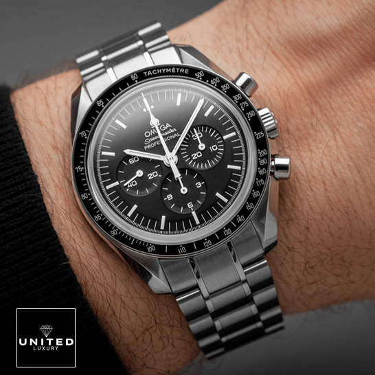 Omega Speedmaster Professional Black Dial Replica on the wrist