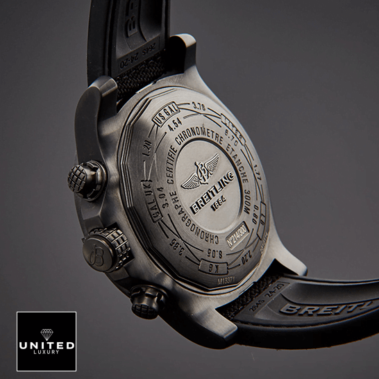 Breitling Super Avenger II M133711A/BF30 "Black Steel" Luxury Clone Quality breitling super avenger M133711ABF30 replica case Breitling Super Avenger M133711ABF30 Black Steel Case Replica upside view