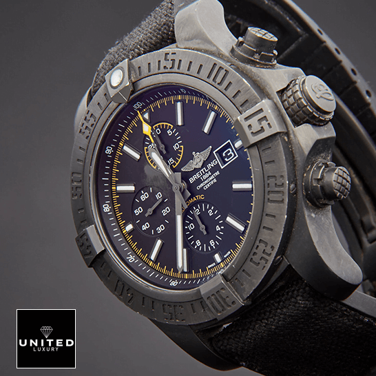 Breitling Super Avenger II M133711A/BF30 "Black Steel" Luxury Clone Quality breitling super avenger M133711ABF30 replica 48mm Breitling Super Avenger M133711ABF30 Black Bezel Replica side view