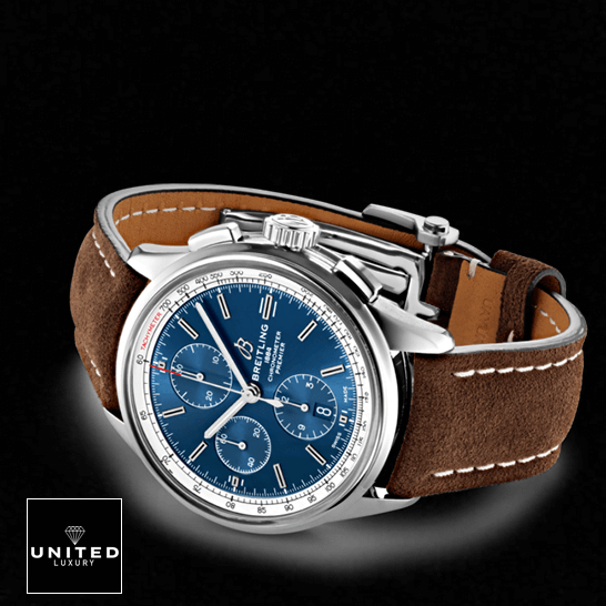 Breitling Premier B01 Chronograph A13315351C1P2 "Blue Dial" Masterpiece Replica Breitling Premier Automatic Blue Dial Steel Case Replica black background
