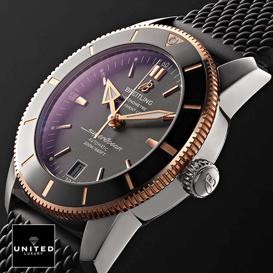 Breitlin Superocean Heritage Black Dial Replica side view black blackground