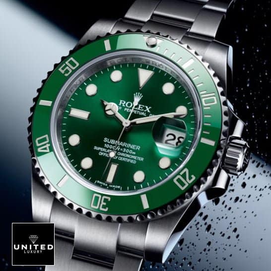 Rolex Blaken Submariner Green Bezel black crown pusher