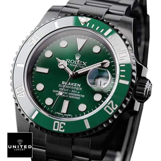 Rolex Blaken Submariner Green 166611n4 white backround green dial