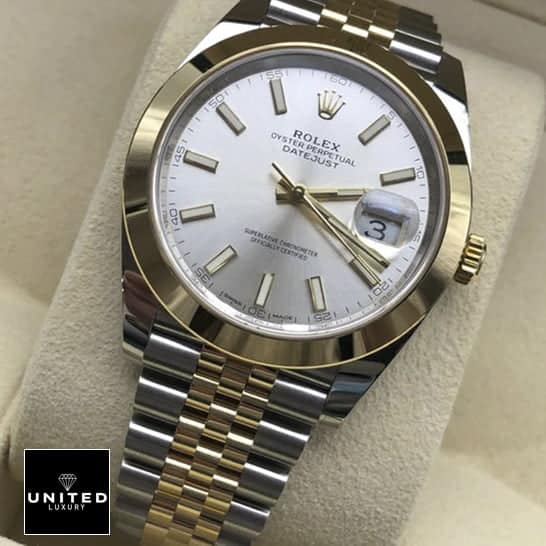 Rolex Datejust 126303-0002 Yellow Gold Super Accurate Clone rolex datejust 41 gold Rolex Datejust 41 126303-0002 Silver Dial Replica stick indices and stick hands in box