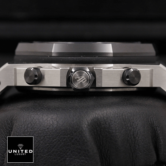 Audemars Piguet Royal Oak Offshore 26400SO.OO.A002CA.01 "Vampire" Ultra Clone 1:1 audemars piguet royal oak offshore 26470SO.OO replica rightside Audemars Piguet Royal Oak Steel Case Replica crown / push button