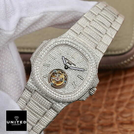 Patek Philippe Tourbillion 6980 White Diam?ond Iced Out Replica front view