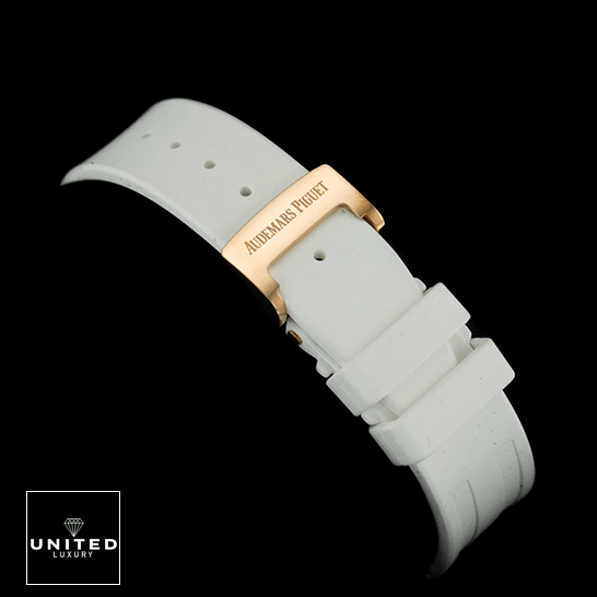 Audemars Piguet Royal Oak 67540OK.ZZ.D010CA.01 True Replica 1:1 unitedluxury lady watch clasp 1 Audemars Piguet White Rubber Bracelet Replica gold clasp