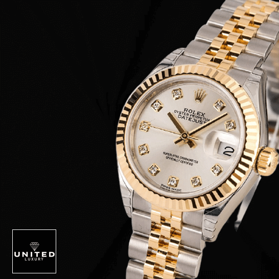 Rolex Lady-Datejust 279173 Silver Diamond Dial Deluxe Replica Edition Rolex Datejust 279173 White Dial Diamond Replica black bracelet