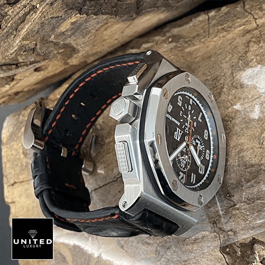 Audemars Piguet Royal Oak Offshore 26133ST.OO.A101CR.01 "Shaquille O'Neal" Exceptional Replica 1:1 audemars piguet royal oak offshore shaquille man Audemars Piguet Royal Oak Black Dial Steel Case Replica wood background