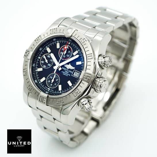 Breitling Super Avenger II A13370 "Black Dial" Premium Duplicate Edition breitling super avenger a13370 replica Breitling Super Avanger A11370 Replica Stainless Steel and Crown Pusher