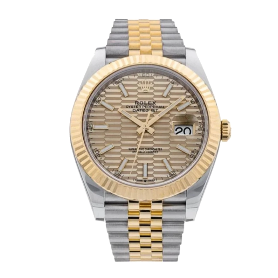 Rolex-Datejust-41-126333-Gold-Motif-Replica.webp Rolex Datejust 126333 “Yellow Rolesor” Supreme Clone Quality - Image 1