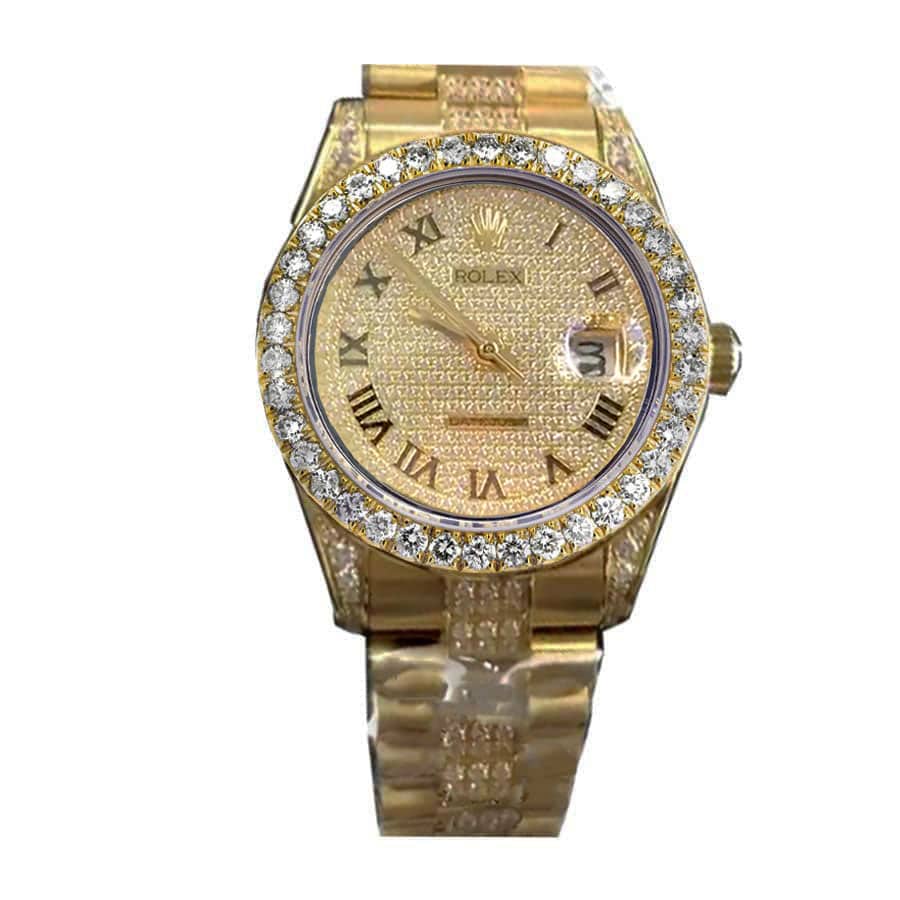 rolex-datejust-yellow-gold-diamond-dial-iced-out-116623-replica-4.jpg Rolex Datejust 116623 “Roman Numerals” First-Class Replica - Image 1