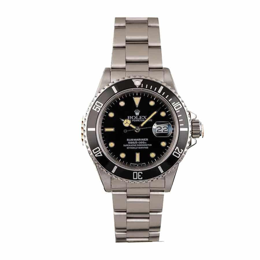 rolex-rare-submariner-black-dial-stainless-steel-date-pre-ceramic-16800-oyster-replica.jpg Rolex Submariner Date “Transitional” 16800 Near Original Replica - Image 1